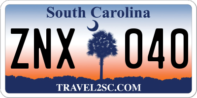 SC license plate ZNX040