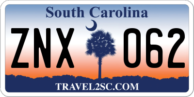 SC license plate ZNX062