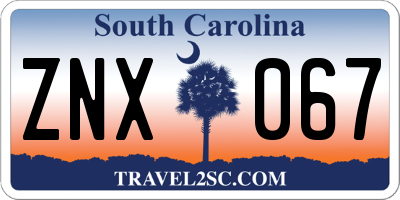 SC license plate ZNX067