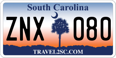 SC license plate ZNX080