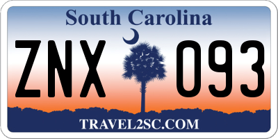SC license plate ZNX093