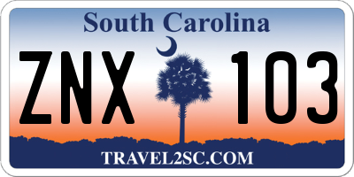 SC license plate ZNX103