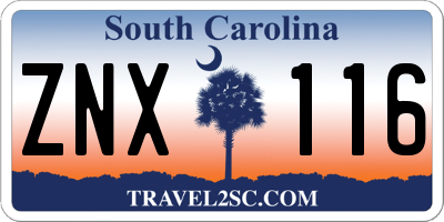 SC license plate ZNX116