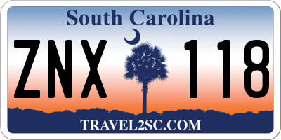SC license plate ZNX118