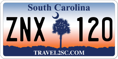 SC license plate ZNX120