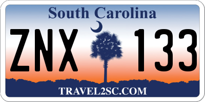 SC license plate ZNX133