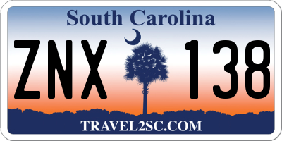 SC license plate ZNX138