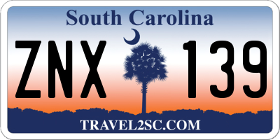 SC license plate ZNX139