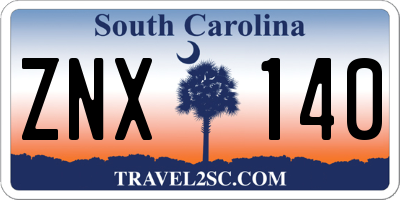 SC license plate ZNX140