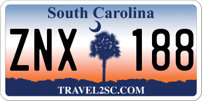 SC license plate ZNX188
