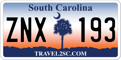 SC license plate ZNX193
