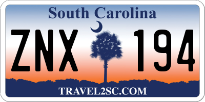 SC license plate ZNX194