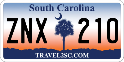 SC license plate ZNX210