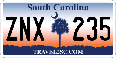 SC license plate ZNX235