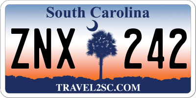 SC license plate ZNX242