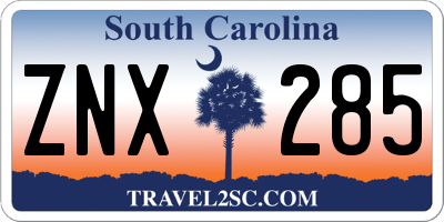 SC license plate ZNX285