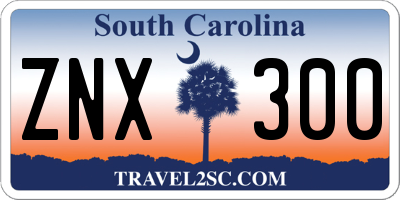 SC license plate ZNX300