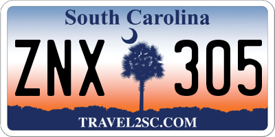 SC license plate ZNX305