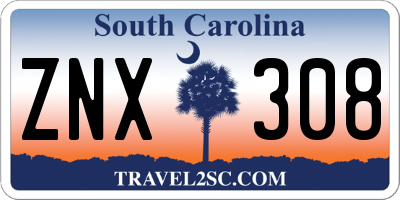 SC license plate ZNX308