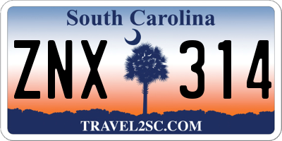SC license plate ZNX314