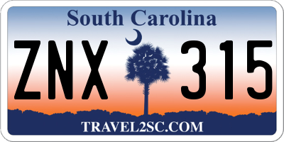 SC license plate ZNX315