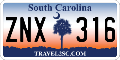 SC license plate ZNX316