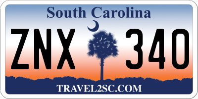 SC license plate ZNX340
