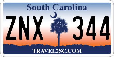 SC license plate ZNX344