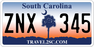 SC license plate ZNX345