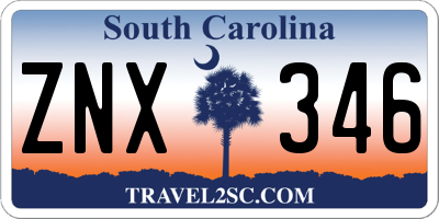 SC license plate ZNX346