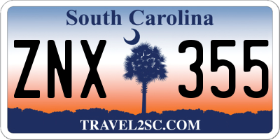 SC license plate ZNX355