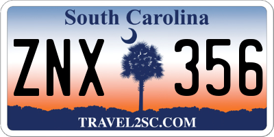 SC license plate ZNX356