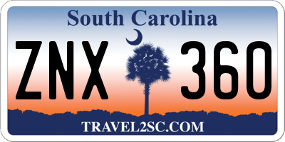SC license plate ZNX360