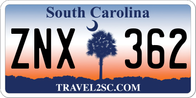 SC license plate ZNX362