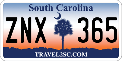 SC license plate ZNX365