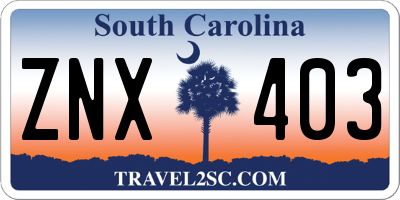 SC license plate ZNX403