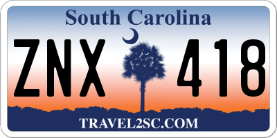 SC license plate ZNX418