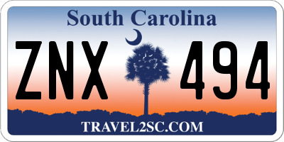 SC license plate ZNX494