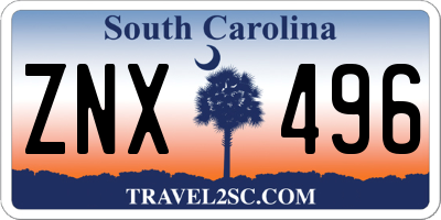SC license plate ZNX496