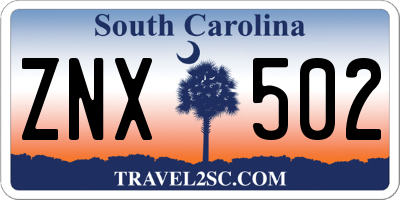 SC license plate ZNX502