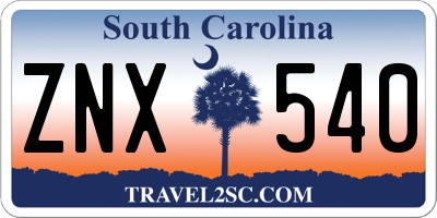 SC license plate ZNX540