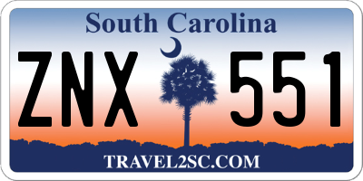 SC license plate ZNX551