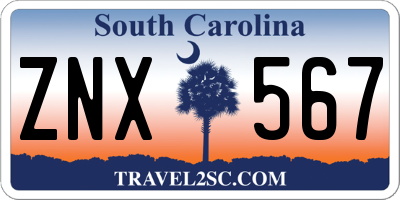 SC license plate ZNX567