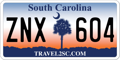 SC license plate ZNX604