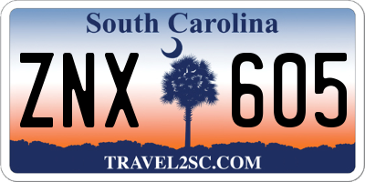 SC license plate ZNX605