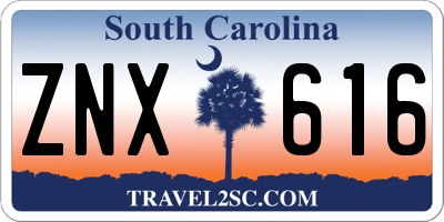 SC license plate ZNX616
