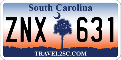 SC license plate ZNX631