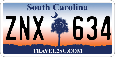 SC license plate ZNX634