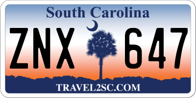 SC license plate ZNX647