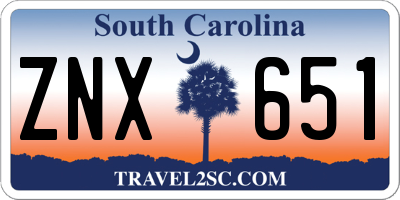 SC license plate ZNX651